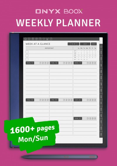 Download BOOX Note Air Weekly Planner - Printable PDF