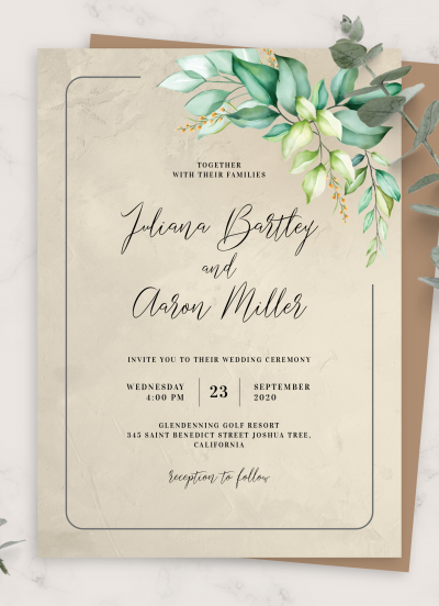 Download Botanical Dusty Bohemian Wedding Invitation - Printable PDF