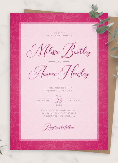 Download Brilliant Rose Vintage Wedding Invitation - Printable PDF