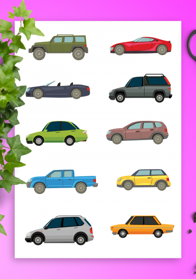 Download Simple Cars Sticker Pack - Printable PDF