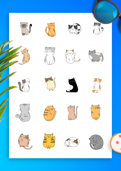Download Wonderful Cats Sticker Pack - Printable PDF