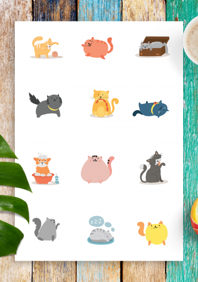 Download Funny Cats Sticker Pack - Printable PDF