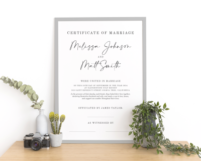 Marriage Certificate Commemorative Print