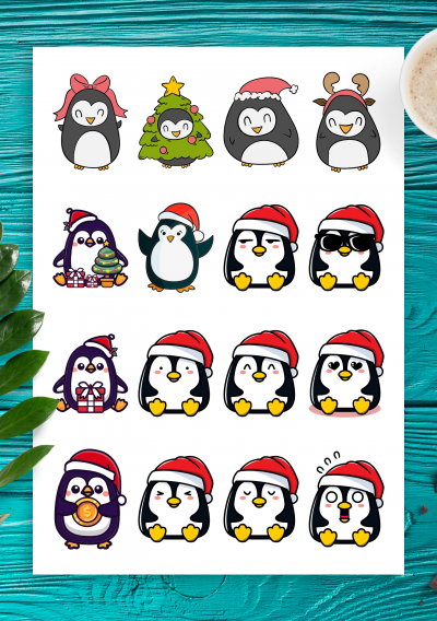 Download Christmas Penguin Stickers - Printable PDF
