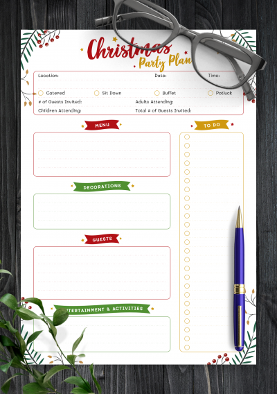 Download Christmas Party Plan - Printable PDF
