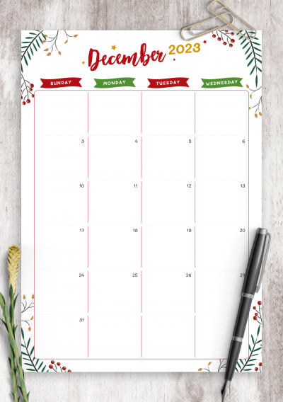 Download Christmas Style - December Calendar - Printable PDF
