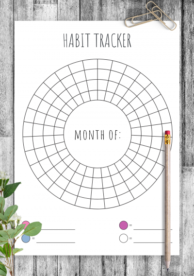 Download Circular Monthly Habit Tracker Template - Printable PDF