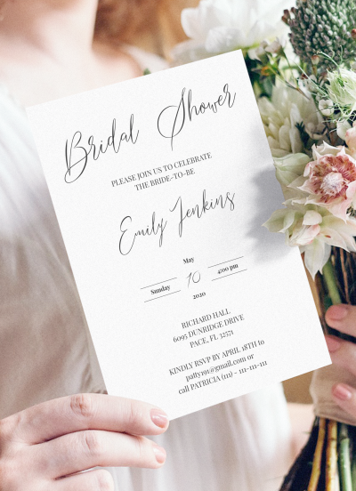 Download Classic Elegant Bridal Shower Invitation - Printable PDF