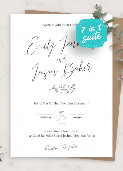 Download Classic Elegant Wedding Invitation Suite - Printable PDF