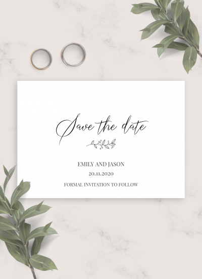 Download Classic Elegant Wedding Save The Date Card - Printable PDF