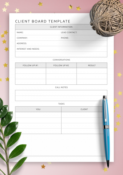 Download Client Board Template - Printable PDF