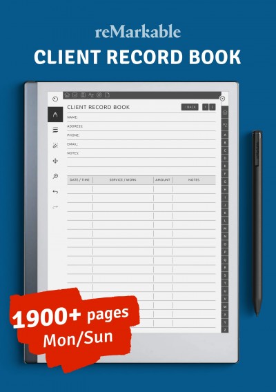 Download Client Record Book for reMarkable - Printable PDF