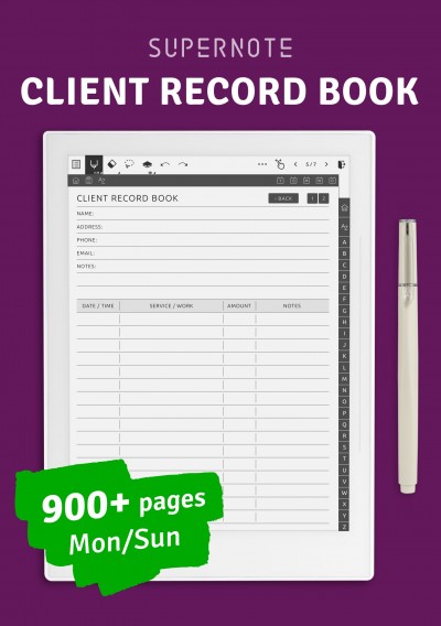 Download Client Record Book for Supernote A5x A6x - Printable PDF