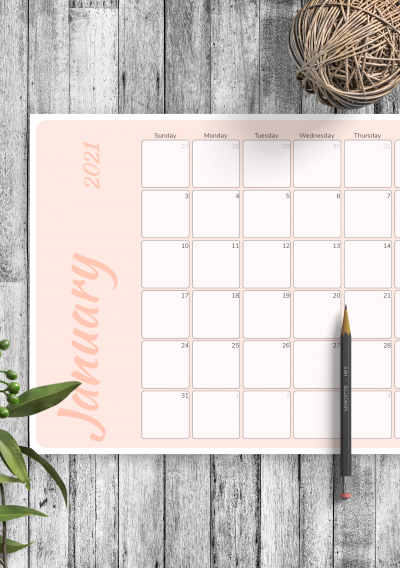 Download Colored Pink Monthly Calendar