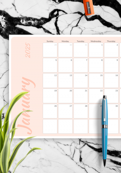Download Colored Pink Monthly Calendar