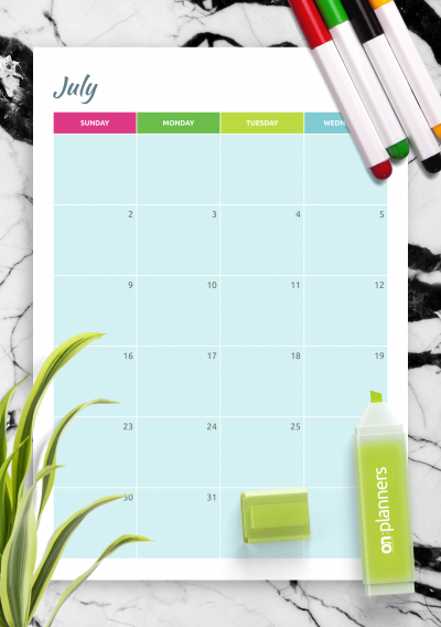 Download Colorful monthly calendar