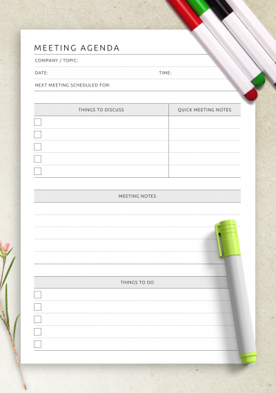 Download Company Meeting Agenda Template - Printable PDF