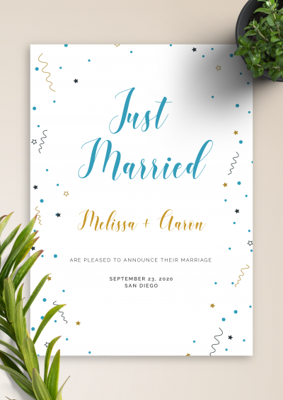 Download Confetti Wedding Announcement - Printable PDF