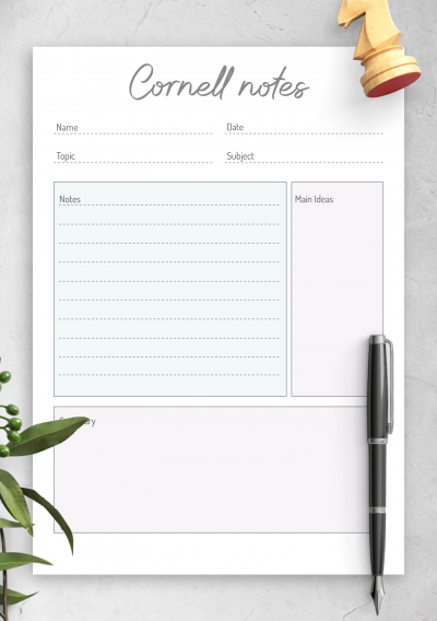 Download Printable Cornell Method Note-Taking Template PDF