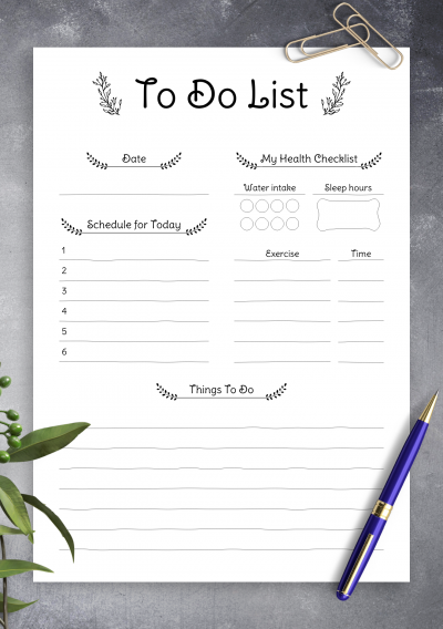 Daily Schedule And To Do List Template