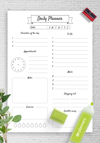 Download Daily planner with scribble away section - Printable PDF