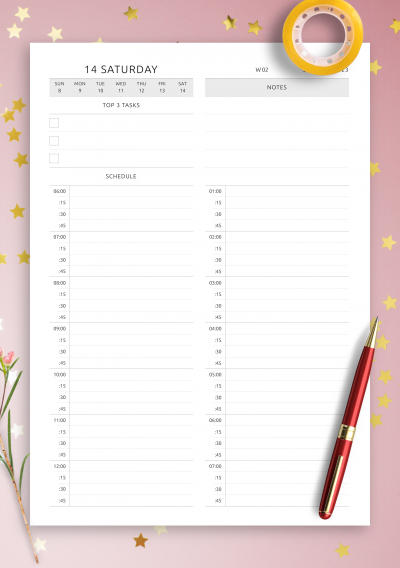 Download Daily Schedule 15 Min - Printable PDF