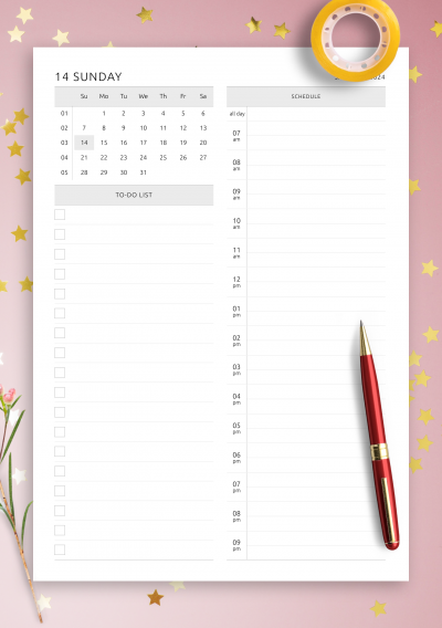 Download Daily Schedule (Professional) - Printable PDF