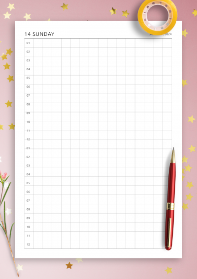 Download Daily Square 24h Template - Printable PDF