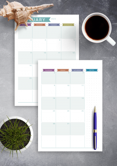 Download Dated Monthly Calendar - Casual Style