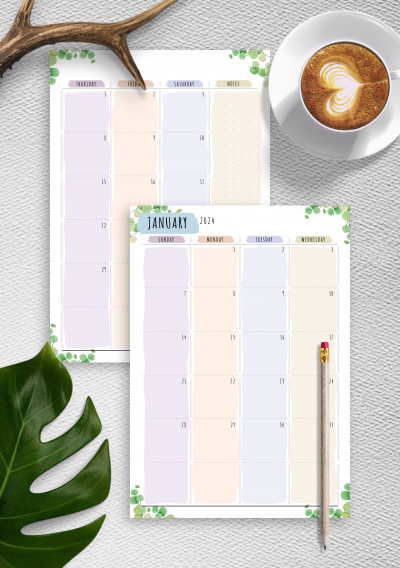 Download Dated Monthly Calendar - Floral Style