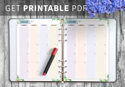 Download Printable Dated Monthly Calendar - Floral Style PDF