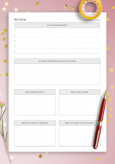 Download Dated Review Template - Printable PDF