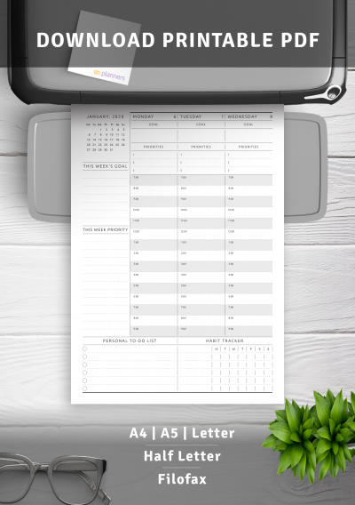 Download Printable Dated Weekly Planner - Original Style PDF