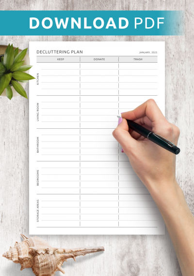 Printable and digital decluttering plan