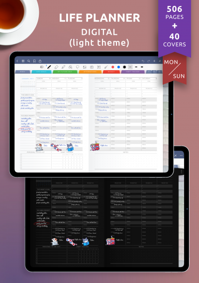 Download Digital Life Planner (Light Theme) - Printable PDF