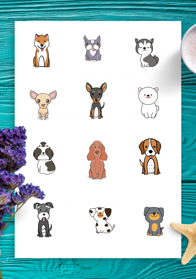 Download Cute Dogs Sticker Pack - Printable PDF