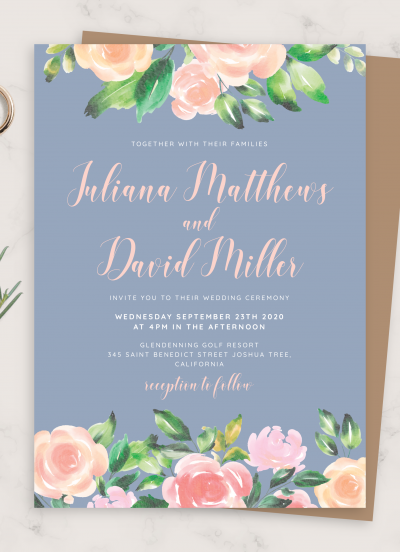 Download Dusty Blue Wedding Invitation - Printable PDF