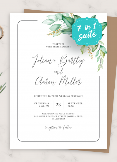 Download Elegant Greenery Boho Wedding Invitation Suite - Printable PDF