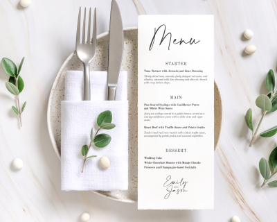 Wedding Menu Printable