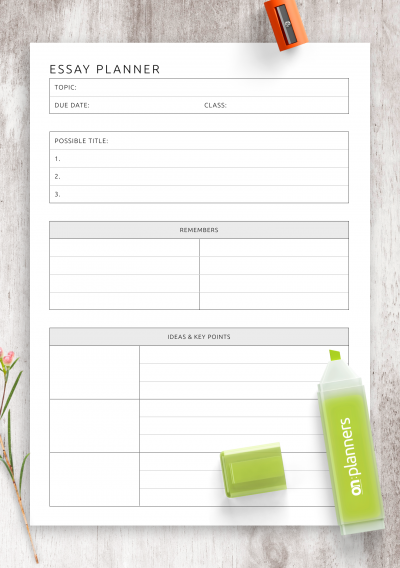 Download Essay Planner Template - Printable PDF