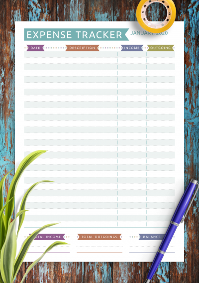 Download Expense Tracker - Casual Style - Printable PDF