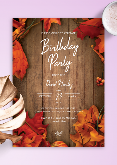 Download Fall Rustic Men's Birthday Invitation - Printable PDF