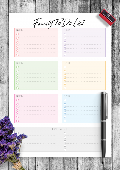 Download Family To Do List for Six Persons - Printable PDF