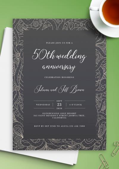 Download Fancy Pattern Anniversary Invitation - Printable PDF