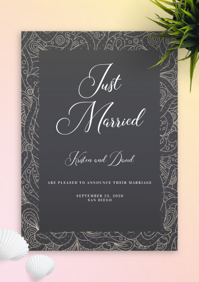 Download Fancy Pattern Wedding Announcement - Printable PDF