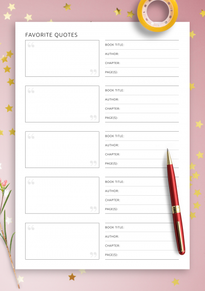 Download Favorite Quotes Template - Printable PDF