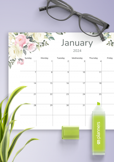 Download Floral Monthly Calendar