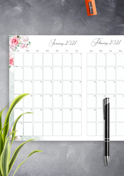 Download Floral Two Months Calendar