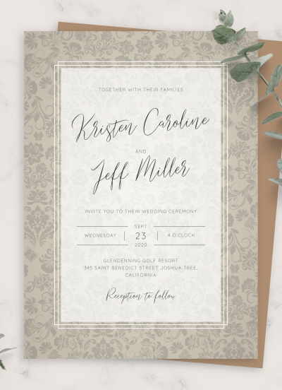 Download Floral Vintage Wedding Invitation - Printable PDF