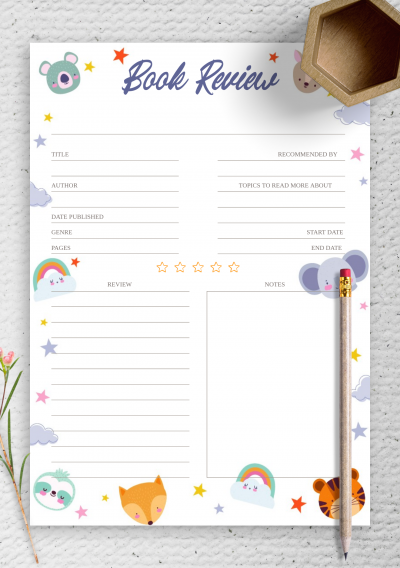 Download Forest Animals Book Review Template For Kids - Printable PDF